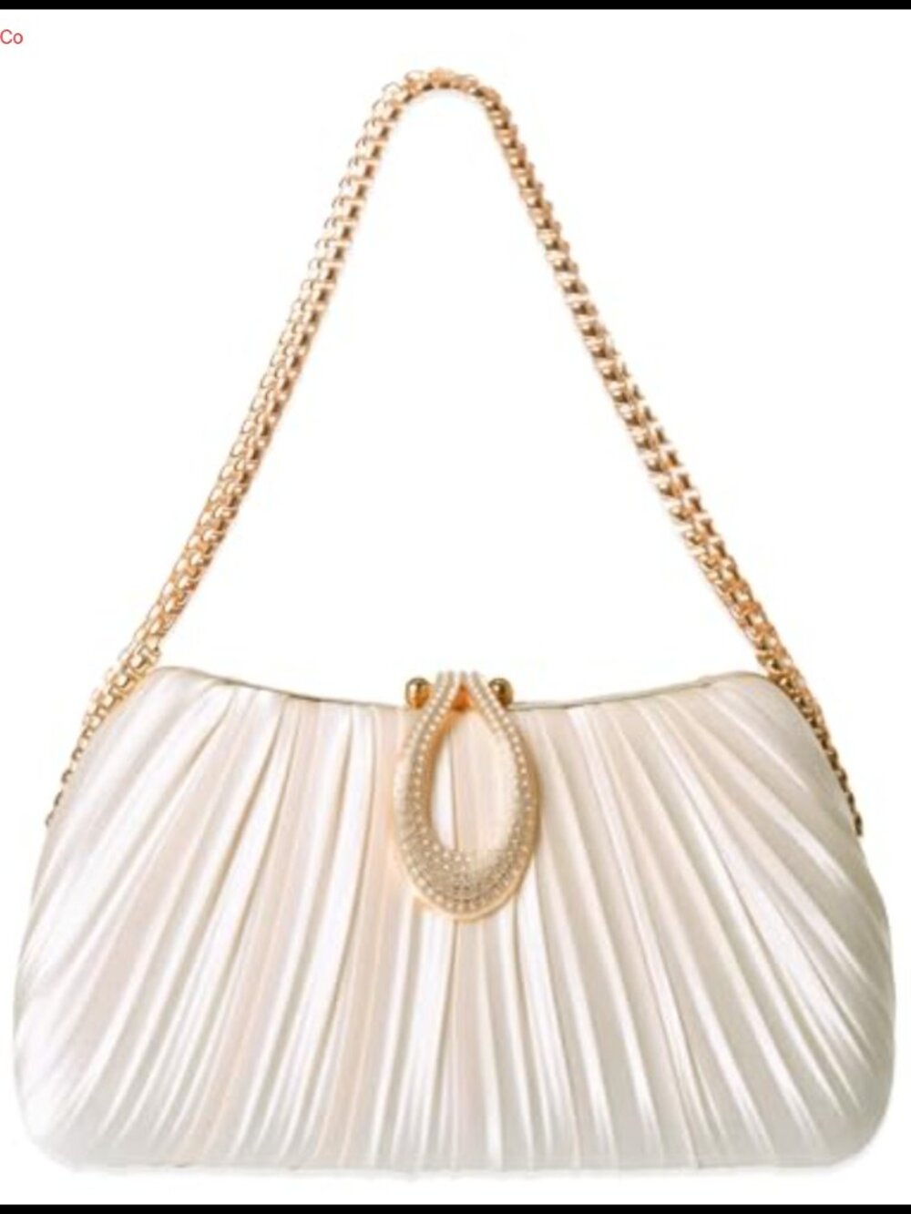 Pleated Silky Clutch Evening Bag with Chain Strap Convertible Crossbody Formal